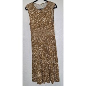 Boden Womens Floral Smocked Empire Waist Midi Dress Brown White Size US 8R